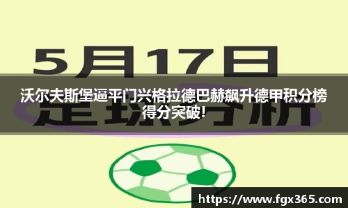 沃尔夫斯堡逼平门兴格拉德巴赫飙升德甲积分榜得分突破!